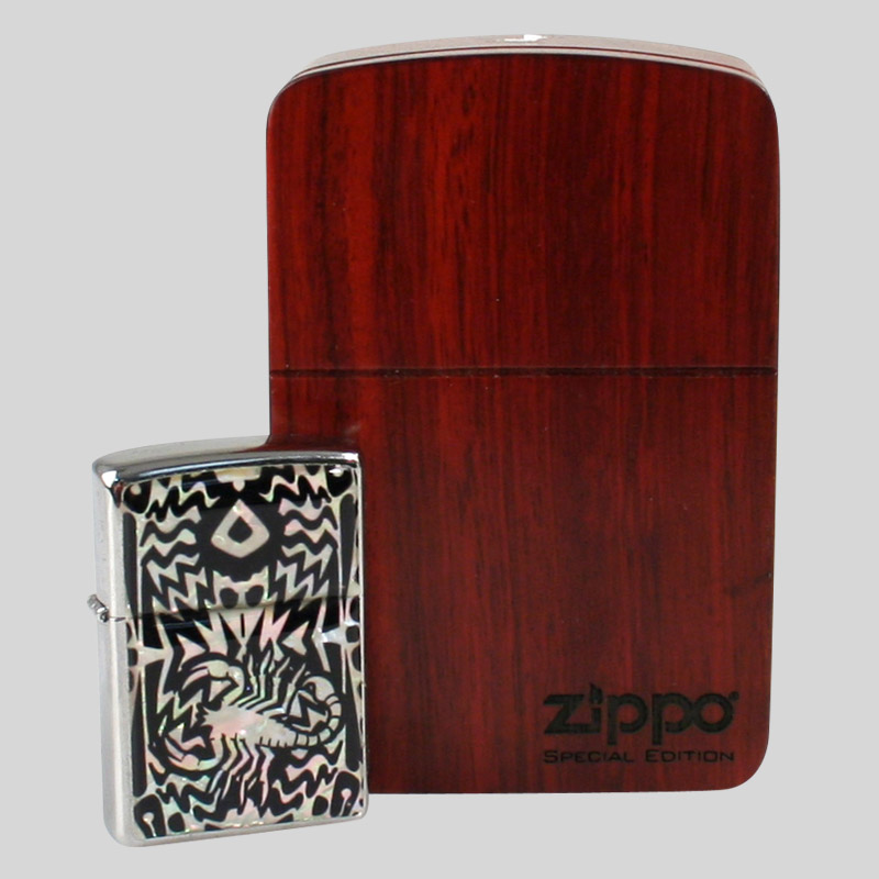 Zippo Chrom Poliert Perlmutt Scorpion ExcaliburShop